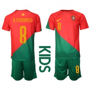 Portugal Bruno Fernandes #8 kläder Barn VM 2022 Hemmatröja Kortärmad (+ korta byxor)